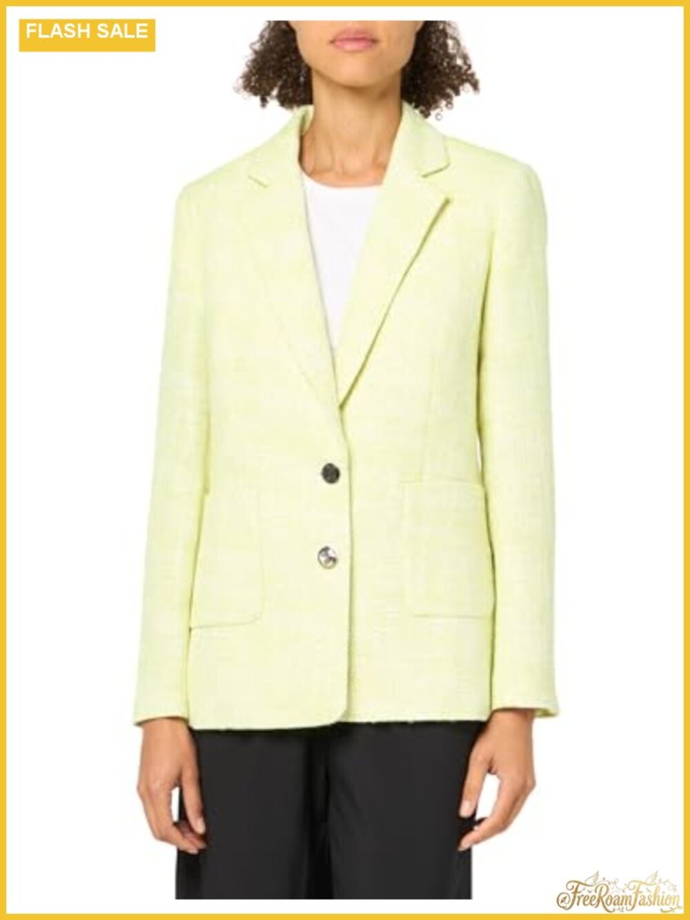 Tweed Blazer Long Sleeve Notch Collar Button Business Casual